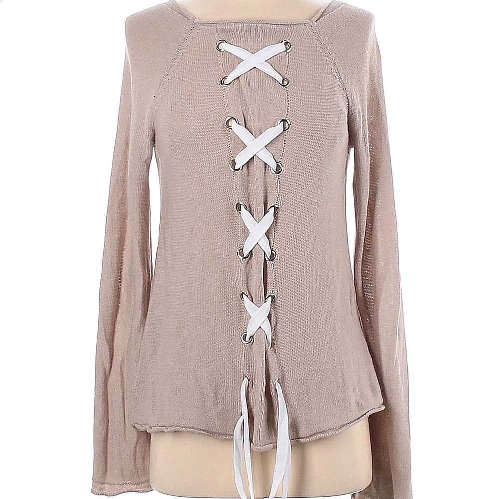 Marled Reunited clothing lace up sweater